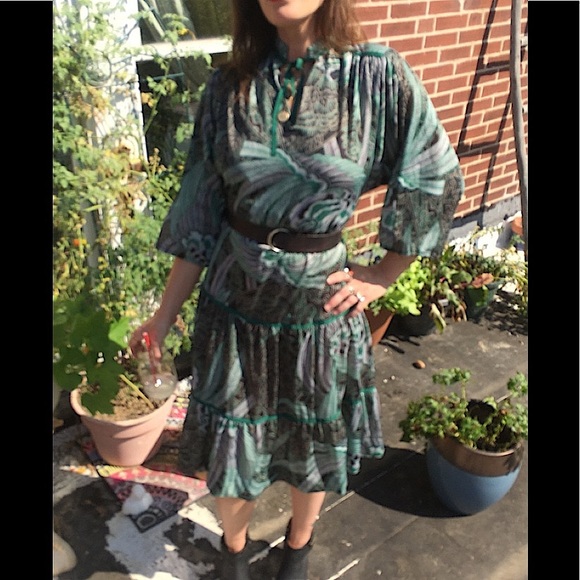 Vtg 60-70s Gunne Sax Japanese Motif FEATHER 420 Leaf Keyhole Custom Stylist’s - Picture 6 of 15